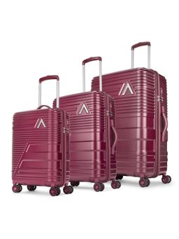 Aristocrat - Unisex Lineo Hard Luggage Trolley Bags - Maroon (S/M/L) (Pack of 3)