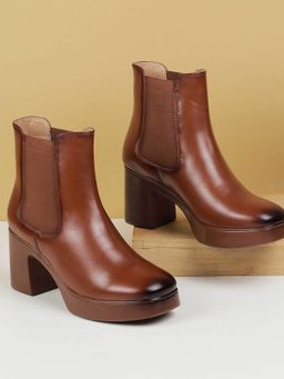 Mochi - Women Tan Casual Chelsea Boots