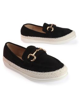 D'Shoe Lounge - Elegant Black Suede Espadrille Loafers