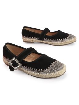 D'Shoe Lounge - Black Canvas Espadrille Flats