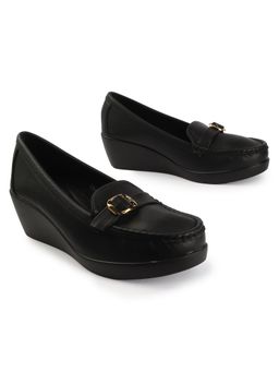 D'Shoe Lounge - Black Premium Wedge Heel Loafers