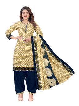 Rajnandini - Beige Cotton Blend Kurta with Patiala Salwar and Dupatta (Set of 3)
