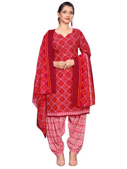 Rajnandini - Maroon Cotton Blend Printed Kurta with Patiala Salwar and Dupatta (Set of 3)