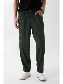 Snitch - Relaxed Fit Mid Rise Dark Green Trousers