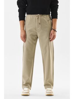 Snitch - Beige Textured Regular Casual Trouser for Men