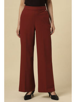 Allen Solly - Women Maroon Regular Fit Solid Formal Trousers