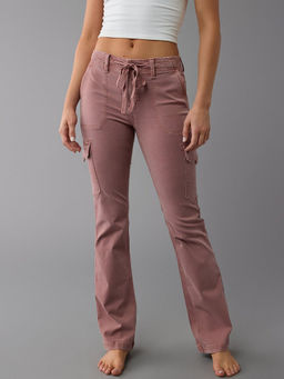 American Eagle - Women Mauve Stretch Classic Bootcut Cargo Pant