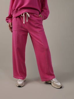 American Eagle - Women Pink Wide-Leg Sweat Pant