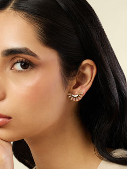 Isharya - White 18KT Gold Plated Celestial Curve Studs