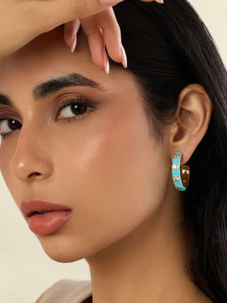 Isharya - Blue 18KT Gold Plated Serenity Hoops