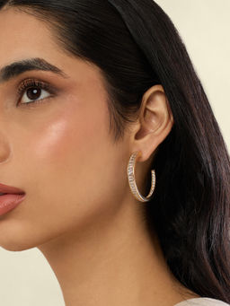 Isharya - 18KT Gold Plated White Divine Radiance Hoops