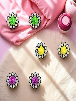 Accessher - Multi-Color Stud Earrings (Pack of 3)