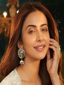 Accessher - White Jhumka Earrings