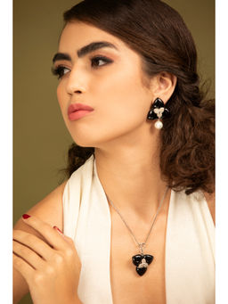 Modarta By Kamakshi - Vintage Black Stone Necklace & Earrings