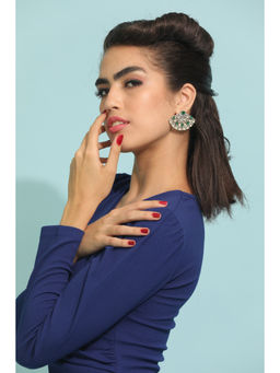 Modarta By Kamakshi - Green Emerald Exotic Japanese Fan Earrings