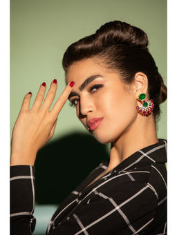 Modarta By Kamakshi - Unique Emerald Multi-Color Stone Earrings