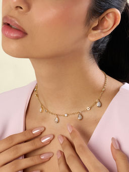 Isharya - 18KT Gold Plated White Starlight Stationed Necklace