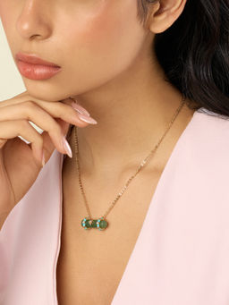 Isharya - 18KT Gold Plated Green Aventurine Pendant Necklace