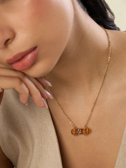 Isharya - Orange 18KT Gold Plated Citrine Pendant Necklace