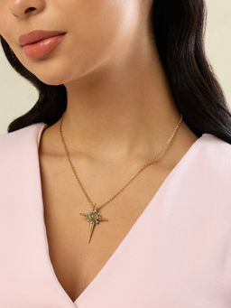 Isharya - Green 18KT Gold Plated Sacred Prism Necklace