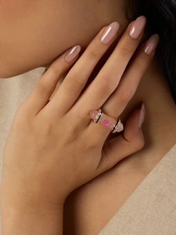 Isharya - 18KT Gold Plated Blush Pink Aura Amulet Ring