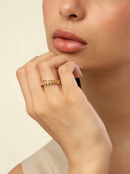 Isharya - Orange 18KT Gold Plated Solar Flare Infinity Ring