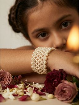 Choko - Girls Royal Multi-Row Woven Pearl Statement Bracelet for Traditional Wear