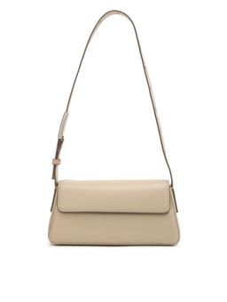 Calvin Klein - Solid Beige Polyester Baguette Bag
