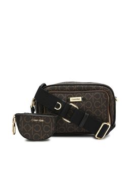 Calvin Klein - Logo Brown Pvc Crossbody Bag with Pouch