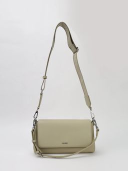 Calvin Klein - Solid Green Pu Crossbody Bag with Detachable Handle
