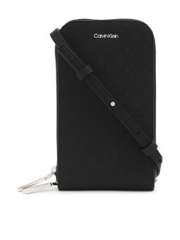 Calvin Klein - Logo Black Pu Zip-Around Wallet with Detachable Strap
