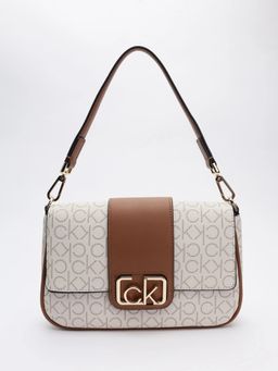Calvin Klein - Logo Beige Pvc Sling Bag with Detachable Handle