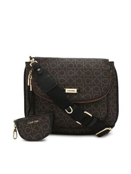 Calvin Klein - Logo Brown Pvc Crossbody Bag with Pouch