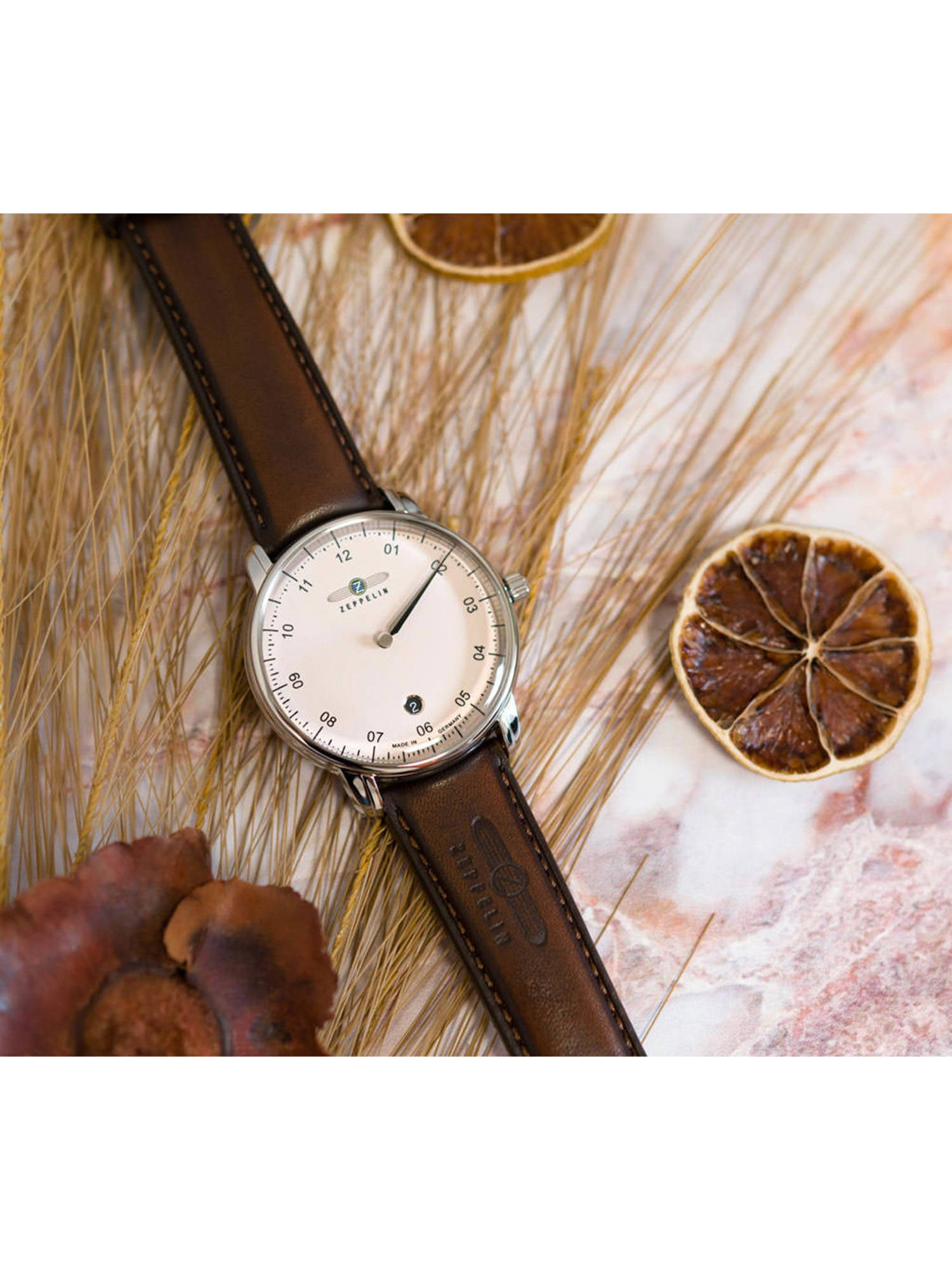 Buy Zeppelin Monotimer Date Analog Dial Color Beige Men Watch