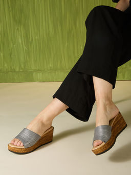 Inc.5 - Women Pewter Grey Party Wear Solid Round Toe Wedges