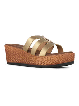 Inc.5 - Women Gold Party Wear Solid Round Toe Wedges