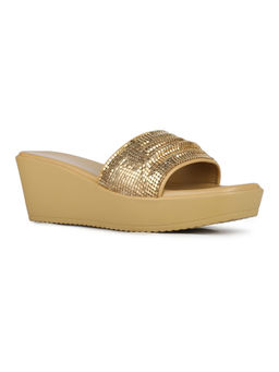 Inc.5 - Women Gold Party Wear Embellished Round Toe Wedges