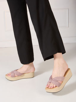 Inc.5 - Women Lavender Party Wear Solid Round Toe Platform Sandals