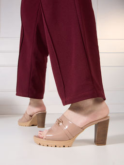 Inc.5 - Women Pink Party Wear Solid Round Toe Block Heel Sandals