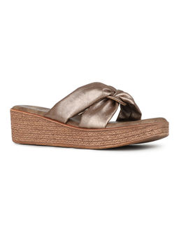 Inc.5 - Women Bronze Party Wear Solid Round Toe Wedges