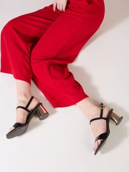 Inc.5 - Women Black Party Wear Solid Square Toe Block Heel Sandals