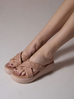 Inc.5 - Women Peach Casual Solid Round Toe Platform Sandals