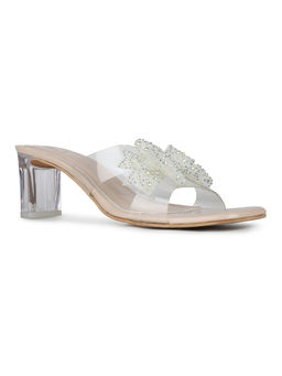 Inc.5 - Women Beige Party Wear Transparent Square Toe Block Heel Sandals