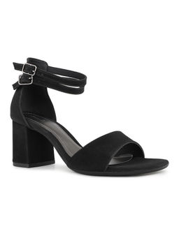 Inc.5 - Women Black Party Wear Solid Pattern Round Toe Heel Sandals