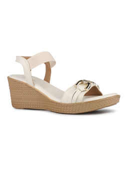 Inc.5 - Women Cream Party Wear Solid Round Toe Wedges