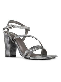 Inc.5 - Women Grey Party Wear Solid Square Toe Block Heel Sandals