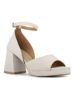 Inc.5 - Women Cream Party Wear Solid Round Toe Platform Heel Sandals