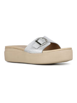 Inc.5 - Women Silver Casual Solid Round Toe Flatform Sandals