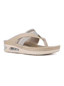 Inc.5 - Women Beige Casual Printed Round Toe Flatform Sandals