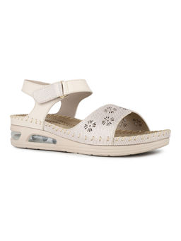 Inc.5 - Women Cream Casual Solid Round Toe Flatform Sandals